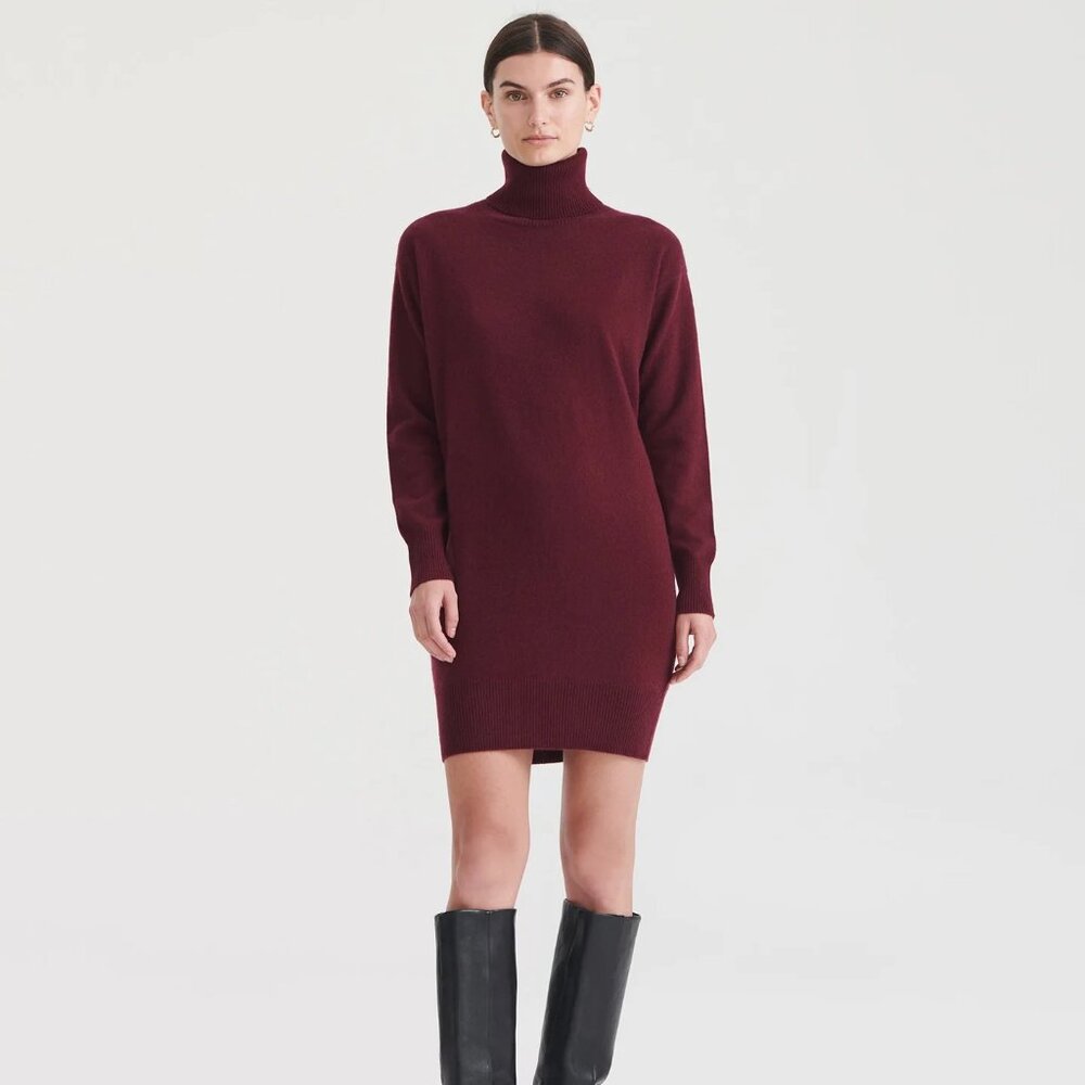 Nadaam 100% Cashmere Turtleneck Sweater Dress Size L